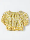 Dolce & Gabbana Maiolica Print Cotton Poplin Top In Gelb