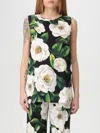 Dolce & Gabbana Gardenia Print Stretch Silk Charmeuse Sleeveless Top In Multicolor