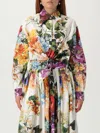 Dolce & Gabbana Multicolor Cropped Shirt With Tie Closure On The Front And All-over Floral Print In Multi