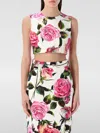 Dolce & Gabbana Jacquard Crop Top With Rose Print In Pink
