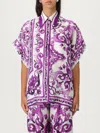 Dolce & Gabbana Silk Shirt With Bold Floral Print In Purple