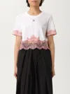 Dolce & Gabbana Cropped Jersey T-shirt With Dg Logo And Lace Inserts In White