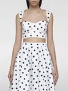 Dolce & Gabbana Polka-dot Cotton-blend Drill Crop Top In Weiss