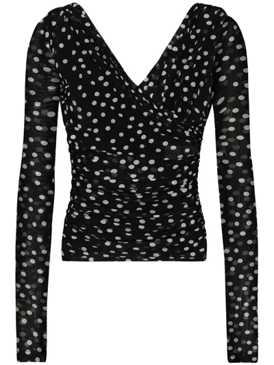 DOLCE & GABBANA TOP DRAPPEGGIO POIS PICCOLI