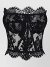 Dolce & Gabbana Top Floral Pattern Lace Detailing Scalloped Edges In Black
