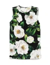 Dolce & Gabbana Gardenia Print Stretch Silk Charmeuse Sleeveless Top In Green