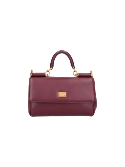 Dolce & Gabbana Top Handle Leather Satchel In Red