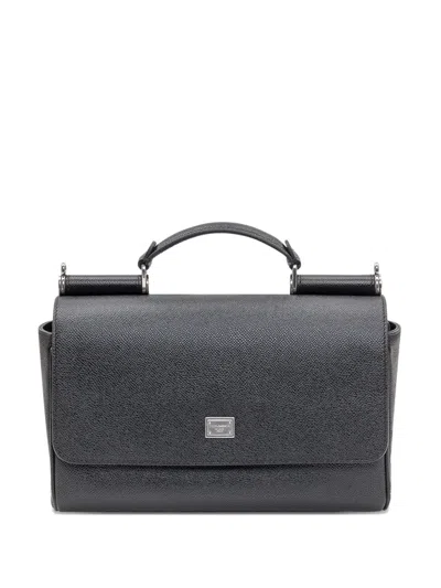 Dolce & Gabbana Top-handle Leather Tote Bag In Black