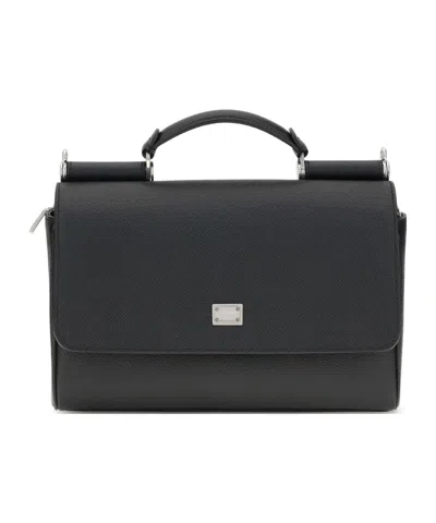DOLCE & GABBANA TOP-HANDLE LEATHER TOTE BAG