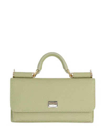 Dolce & Gabbana Shoulder Bag Textured Top Handle Chain In Green