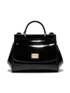 Dolce & Gabbana Black Sicily Mini Patent Leather Shoulder Bag In Schwarz