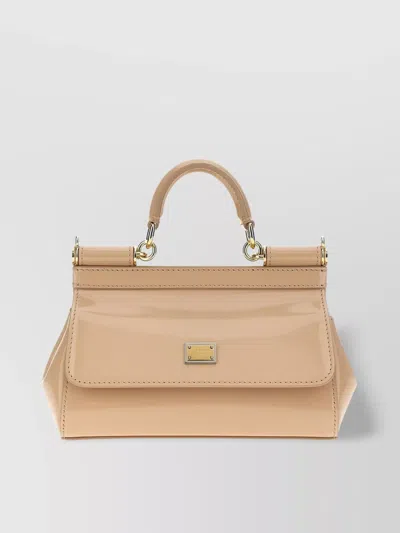Dolce & Gabbana Top Handle Small Structured Handbag In Neutral