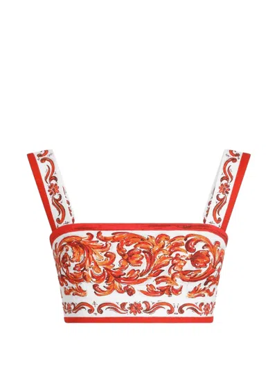 Dolce & Gabbana Top In Majolica-print Mat In Multi