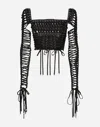 Dolce & Gabbana Lace-up Detailed Bustier Blouse In Multicolor