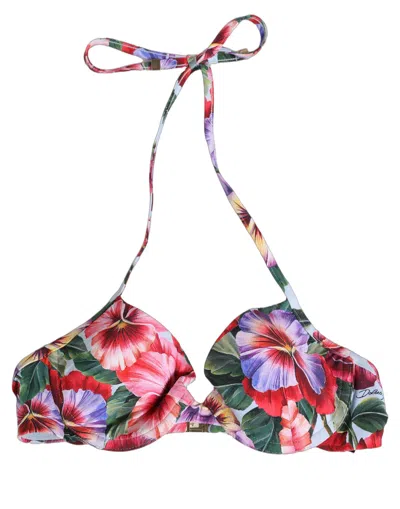 Dolce & Gabbana Top Multicolor Floral Print Beachwear Women's Bikini