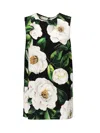 Dolce & Gabbana Gardenia Print Stretch Silk Charmeuse Sleeveless Top In Multicolour