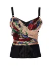 Dolce & Gabbana Flower Print Marquisette And Chiffon Bustier Top In Multicolour