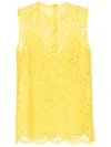 Dolce & Gabbana Floral Lace Sleeveless Top In Giallo