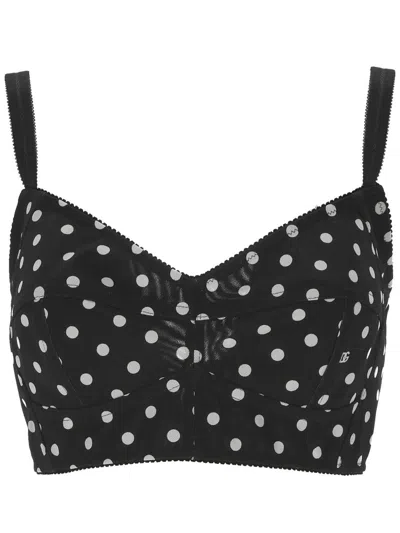 Dolce & Gabbana Crop Top In Pois Picc