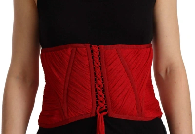 Pre-owned Dolce & Gabbana Top Silk Red Corset Belt Stretch Waist Strap It36/us2/xs $900