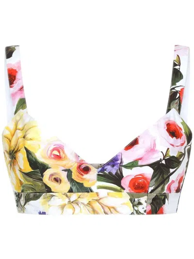 Dolce & Gabbana Yellow Giardino Printed Cotton Bra In Multi