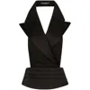 Dolce & Gabbana Black Double-breasted Vest With Rear Cut-out In Silk And Wool Woman In Black