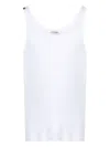 Dolce & Gabbana Classic Fit Cotton Blend Tank Top With Ribbed Texture In White