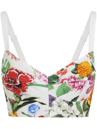 Dolce & Gabbana Top With Flower Print In White