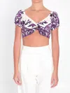 Dolce & Gabbana Cotton Majolica Print Crop Top In Multi