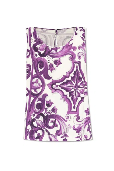 Dolce & Gabbana Top With Majolica Print In Purple