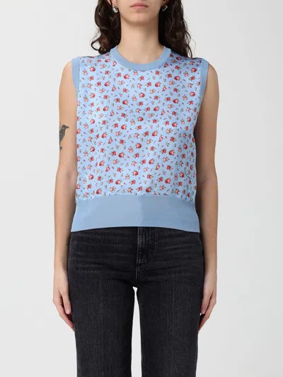 Dolce & Gabbana Floral Silk Sweater Vest In Blue