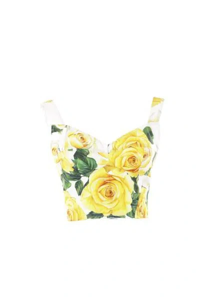 Dolce & Gabbana Top In Yellow Roses.