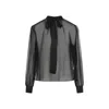 Dolce & Gabbana Casual Silk Crepe Bishop Sleeves Halterneck Top In Black