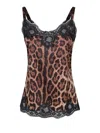 Dolce & Gabbana Leopard Print Silk Cami Top In Brown