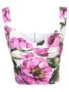 Dolce & Gabbana Printed Poplin Bustier Top In Pink