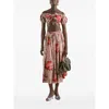 Dolce & Gabbana Women Pink Crop Top With Floral Print And Double Knot In Cotton Woman In Multi