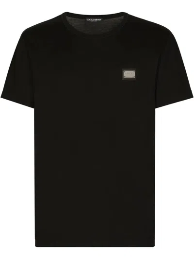 DOLCE & GABBANA DOLCE & GABBANA T-SHIRT WITH LOGO PLAQUE