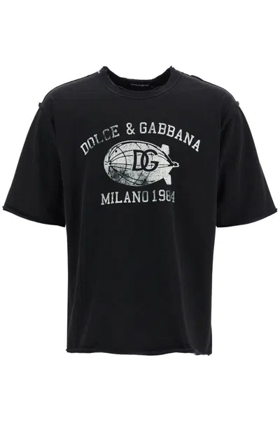 Dolce & Gabbana Oversized Printed T In Black