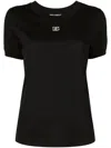 Dolce & Gabbana Black T-shirt With Logo Decorated With Crystals On The Front In Cotton Woman In Black