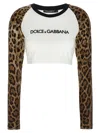 Dolce & Gabbana Leopard-print Stretch-cotton Cropped T-shirt In Multicolor