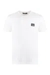 Dolce & Gabbana White Crewneck T-shirt With Logo Plate In Cotton Man In White