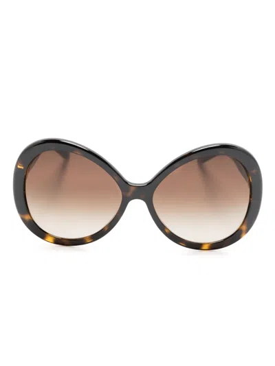 Dolce & Gabbana Tortoiseshell-effect Oversized-frame Sunglasses In Brown