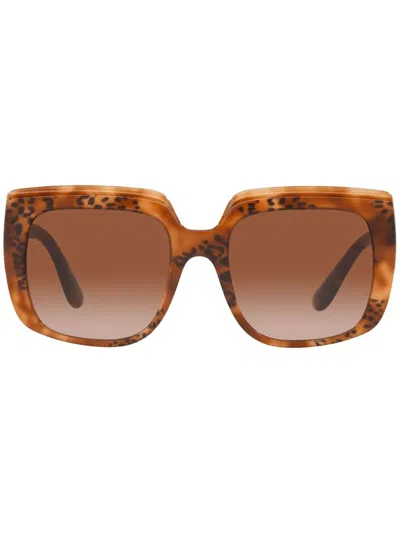 Dolce & Gabbana Tortoiseshell-effect Oversized Sunglasses In Braun