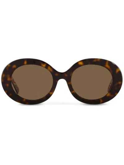 Dolce & Gabbana Tortoiseshell-effect Round-frame Sunglasses In Braun