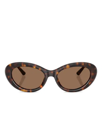 Dolce & Gabbana Tortoiseshell Oval-frame Sunglasses In Blue