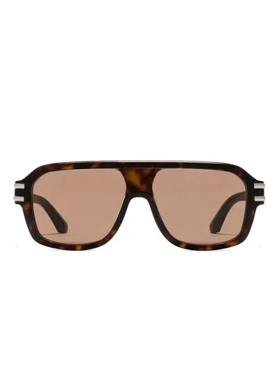 Dolce & Gabbana Tortoiseshell-pattern Logo-plaque Sunglasses In Brown