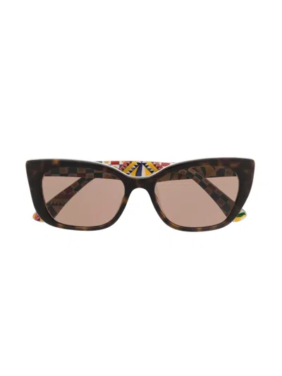 Dolce & Gabbana Tortoiseshell Rectangular-frame Sunglasses In Brown