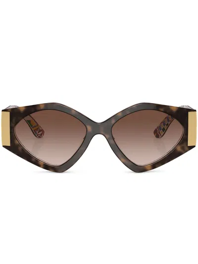 DOLCE & GABBANA TORTOISESHELL ROUND-FRAME SUNGLASSES