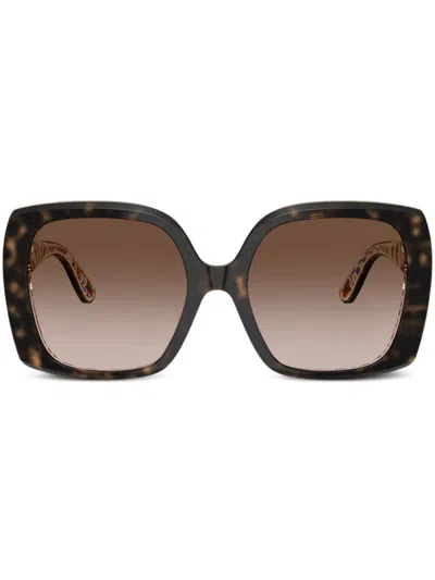 DOLCE & GABBANA TORTOISESHELL SQUARE-FRAME SUNGLASSES