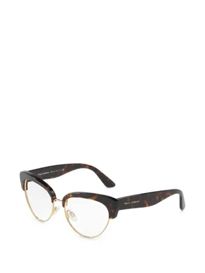 Dolce & Gabbana Tortoiseshell-effect Cat-eye Frame Glasses In Brown